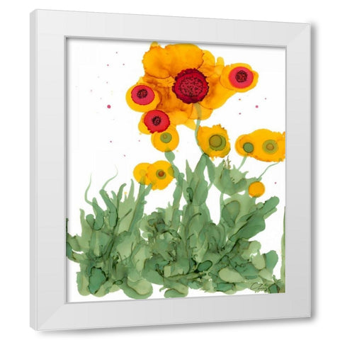 Poppy Whimsy I White Modern Wood Framed Art Print by Baynes, Cheryl