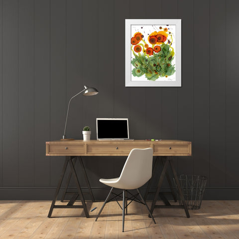 Poppy Whimsy VII White Modern Wood Framed Art Print by Baynes, Cheryl