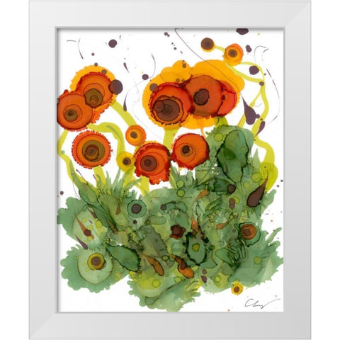 Poppy Whimsy VII White Modern Wood Framed Art Print by Baynes, Cheryl