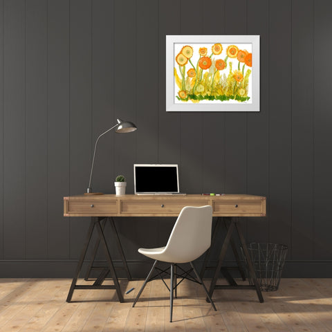 Sunlit Poppies II White Modern Wood Framed Art Print by Baynes, Cheryl