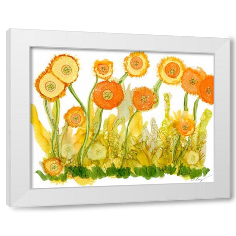 Sunlit Poppies II White Modern Wood Framed Art Print by Baynes, Cheryl
