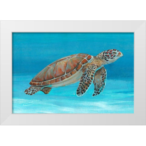 Ocean Sea Turtle I White Modern Wood Framed Art Print by OToole, Tim