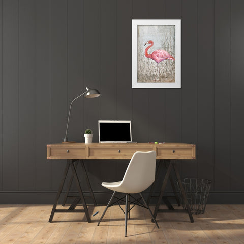 American Flamingo II White Modern Wood Framed Art Print by OToole, Tim