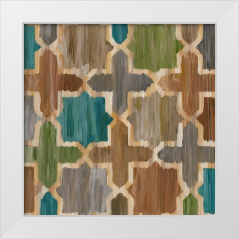 Ikat Symmetry II White Modern Wood Framed Art Print by Zarris, Chariklia