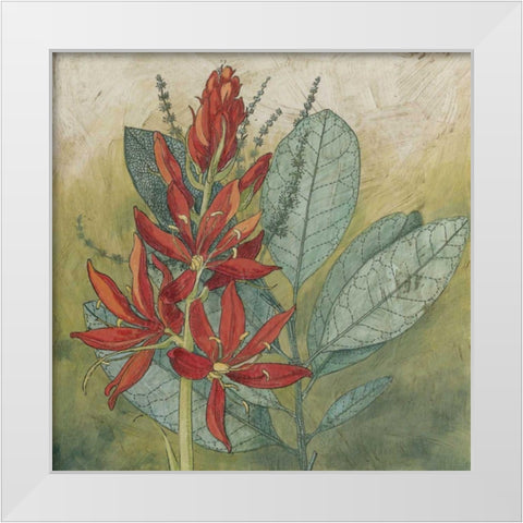 Crimson Tropical I White Modern Wood Framed Art Print by Meagher, Megan
