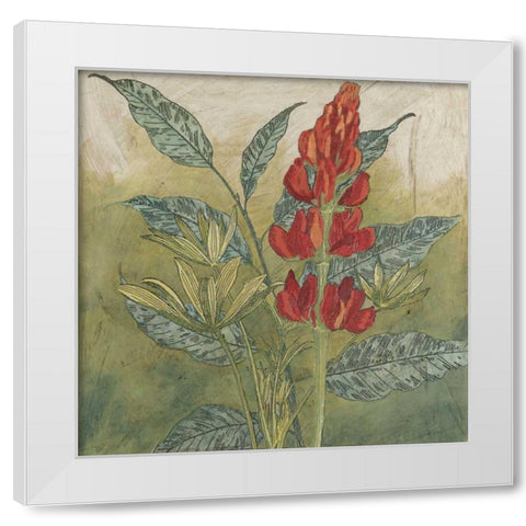 Crimson Tropical II White Modern Wood Framed Art Print by Meagher, Megan