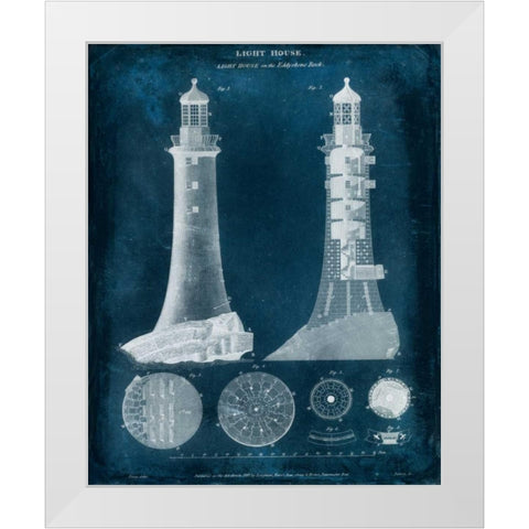 Lighthouse Blueprint White Modern Wood Framed Art Print by Vision Studio