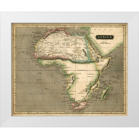 Thomsons Map of Africa White Modern Wood Framed Art Print by Thomson