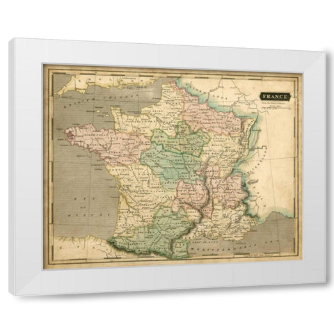 Thomsons Map of France White Modern Wood Framed Art Print by Thomson