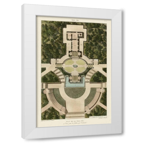 Plan De La Villa Pia White Modern Wood Framed Art Print by Bonnard