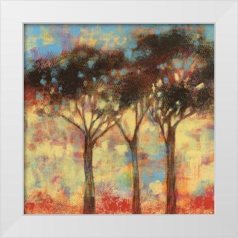 Kaleidoscope Trees I White Modern Wood Framed Art Print by Goldberger, Jennifer