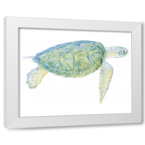 Tranquil Sea Turtle I White Modern Wood Framed Art Print by Meagher, Megan