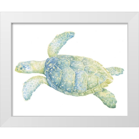Tranquil Sea Turtle II White Modern Wood Framed Art Print by Meagher, Megan
