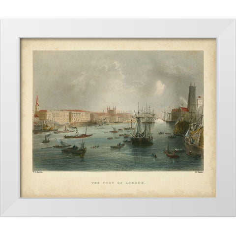 The Port of London White Modern Wood Framed Art Print by Bartlett, William H.