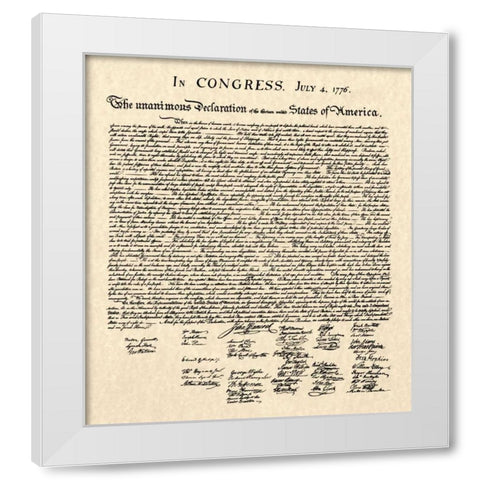 Declaration of Independence Doc. White Modern Wood Framed Art Print by Founding Fathers