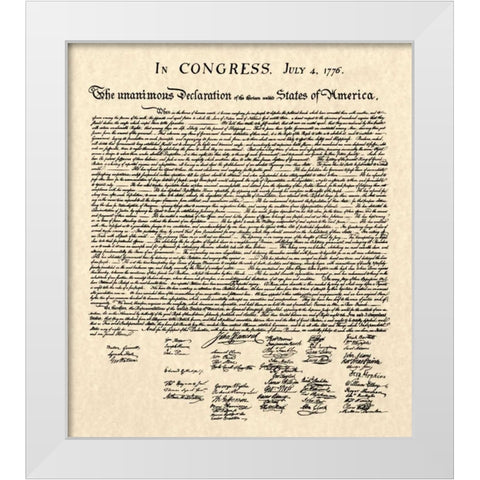 Declaration of Independence Doc. White Modern Wood Framed Art Print by Founding Fathers