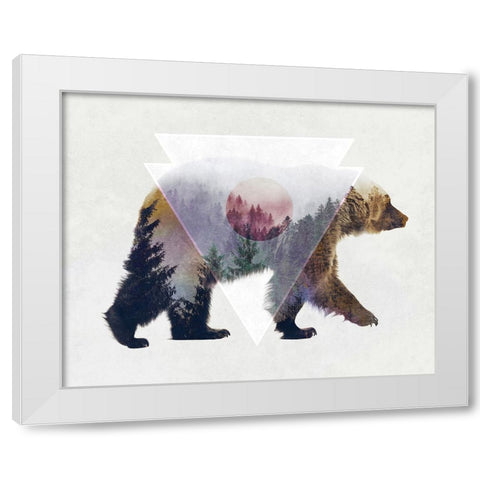 Bear Double Exposure Wildlife Art White Modern Wood Framed Art Print by Circle Art Group