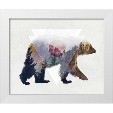 Bear Double Exposure Wildlife Art White Modern Wood Framed Art Print by Circle Art Group