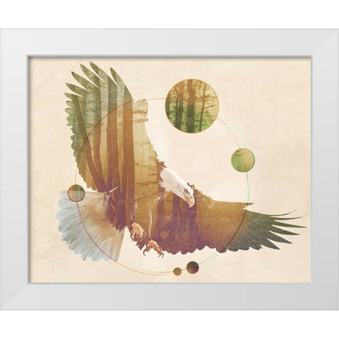Double Exposure Wildlife Art - Eagle White Modern Wood Framed Art Print by Circle Art Group