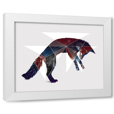 Fox Double Exposure Wildlife Art I White Modern Wood Framed Art Print by Circle Art Group