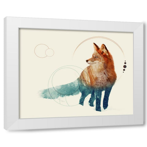 Fox Double Exposure Wildlife Art II White Modern Wood Framed Art Print by Circle Art Group