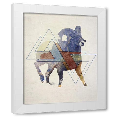 Ram Double Exposure Wildlife Art White Modern Wood Framed Art Print by Circle Art Group