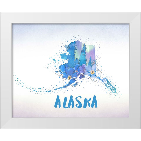 Alaska State Flower (Forget-Me-Not) White Modern Wood Framed Art Print by Inner Circle