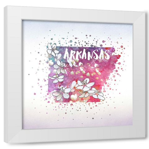 Arkansas State Flower (Apple Blossom) White Modern Wood Framed Art Print by Inner Circle