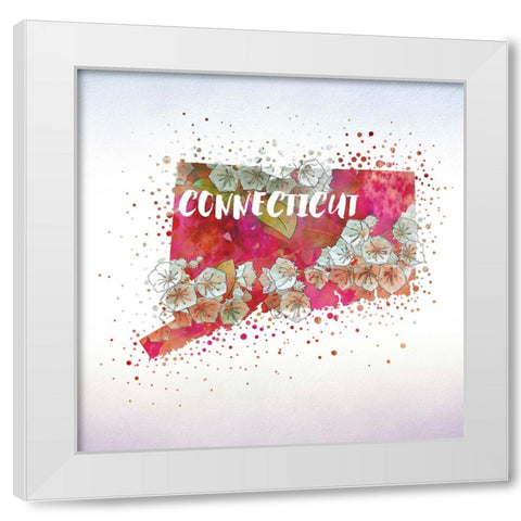 Connecticut State Flower (Mountain Laurel) White Modern Wood Framed Art Print by Inner Circle