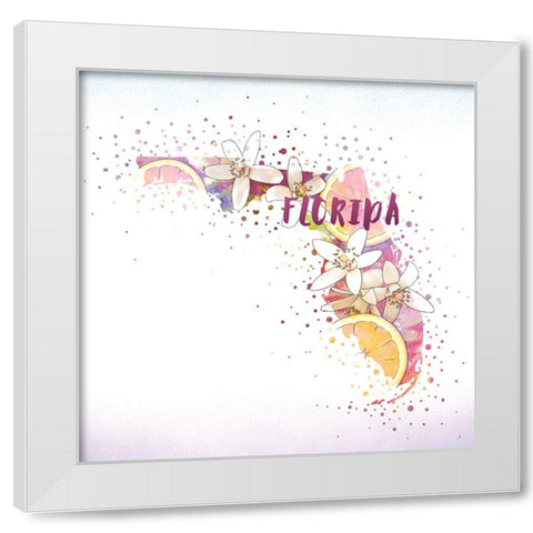 Florida State Flower (Orange Blossom) White Modern Wood Framed Art Print by Inner Circle