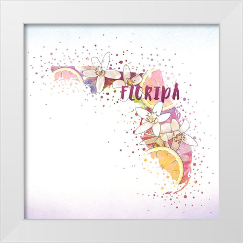 Florida State Flower (Orange Blossom) White Modern Wood Framed Art Print by Inner Circle