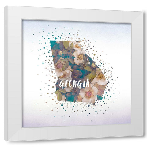 Georgia State Flower (Cherokee Rose) White Modern Wood Framed Art Print by Inner Circle