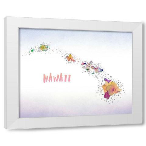 Hawaii State Flower (Hawaiian Hibiscus) White Modern Wood Framed Art Print by Inner Circle