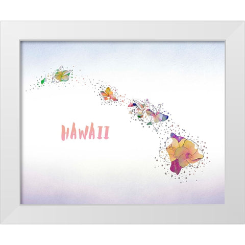 Hawaii State Flower (Hawaiian Hibiscus) White Modern Wood Framed Art Print by Inner Circle