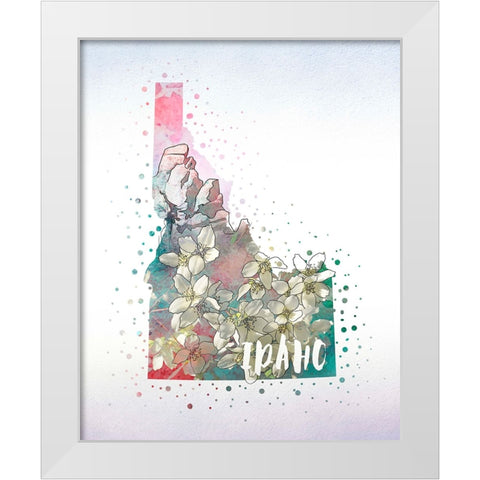 Idaho State Flower (Syringa) White Modern Wood Framed Art Print by Inner Circle
