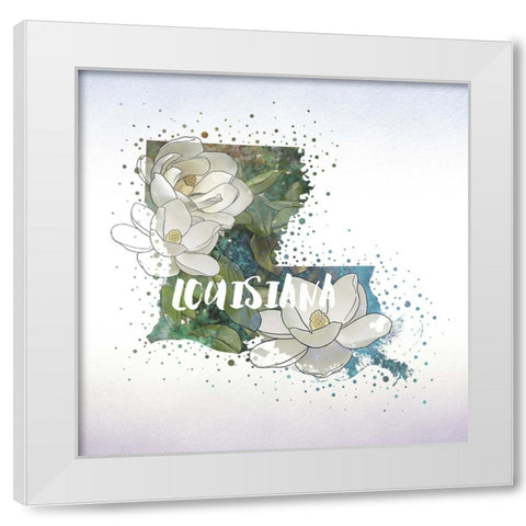 Louisiana State Flower (Magnolia) White Modern Wood Framed Art Print by Inner Circle