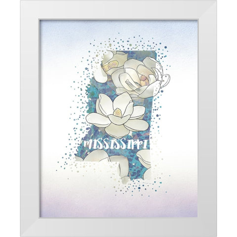 Mississippi State Flower (Magnolia) White Modern Wood Framed Art Print by Inner Circle