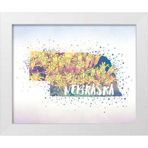 Nebraska State Flower (Goldenrod) White Modern Wood Framed Art Print by Inner Circle