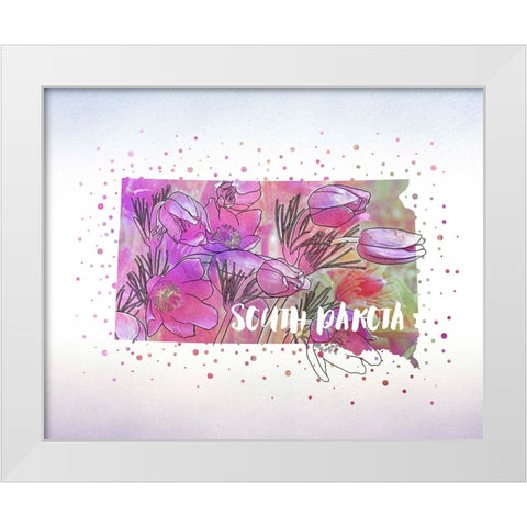 South Dakota State Flower (American Pasque) White Modern Wood Framed Art Print by Inner Circle