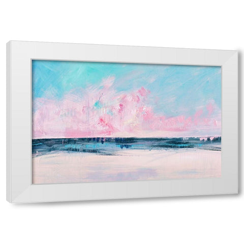 Pink Sunset Over the Shore I White Modern Wood Framed Art Print by Circle Art Group