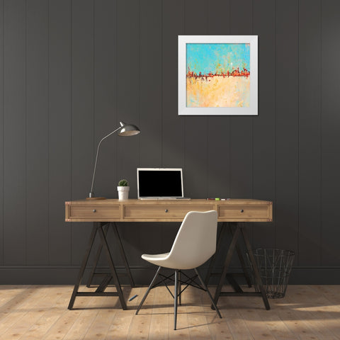 Red Horizon White Modern Wood Framed Art Print by Circle Art Group