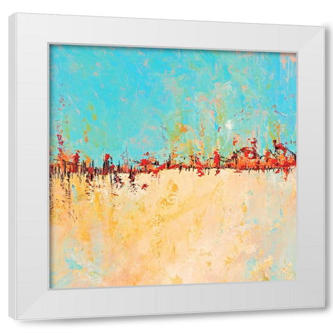 Red Horizon White Modern Wood Framed Art Print by Circle Art Group