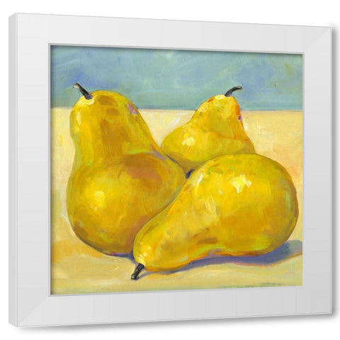 Tres Pears White Modern Wood Framed Art Print by OToole, Tim