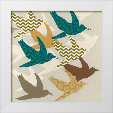 Patterned Flock I White Modern Wood Framed Art Print by Vess, June Erica