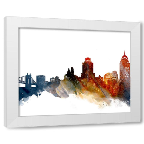 Cincinnati Watercolor Cityscape II White Modern Wood Framed Art Print by Circle Art Group