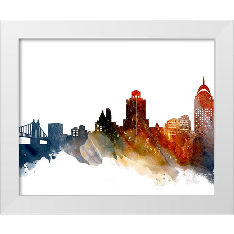 Cincinnati Watercolor Cityscape II White Modern Wood Framed Art Print by Circle Art Group