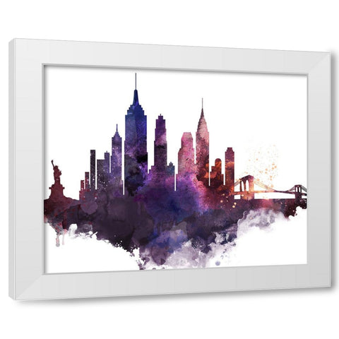 New York City Watercolor Cityscape II White Modern Wood Framed Art Print by Circle Art Group