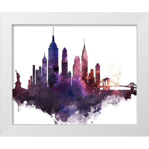 New York City Watercolor Cityscape II White Modern Wood Framed Art Print by Circle Art Group