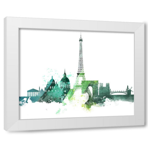 Paris Watercolor Cityscape II White Modern Wood Framed Art Print by Circle Art Group