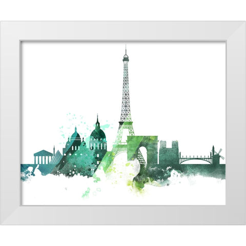 Paris Watercolor Cityscape II White Modern Wood Framed Art Print by Circle Art Group